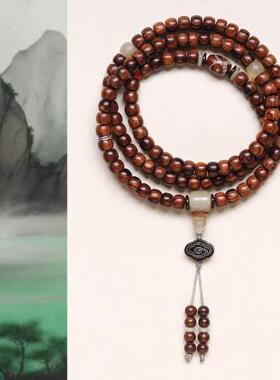 海黄 原创闲云6x8mm 108颗 手串木简约盘玩文玩念珠送礼