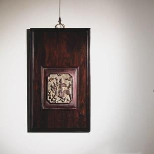 紫光檀x老花板麒麟献瑞挂屏壁饰新中式装饰实木雕画客厅壁挂