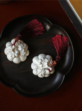 鹿角原创 福运绵长手把件手工雕刻小众特色禅意可爱桌面摆件