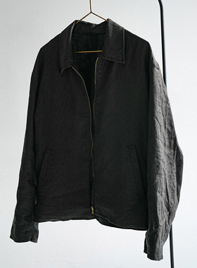 SLOOW 25aw 100%法国亚麻 拉链外套 长麻 行政夹克老钱 短宽版型