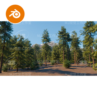 blender户外自然一片森林空地植物大树场景模型建模素材渲染3179