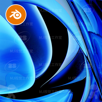 blender玻璃渐变抽象艺术概念背景场景模型建模素材渲染曲线3067