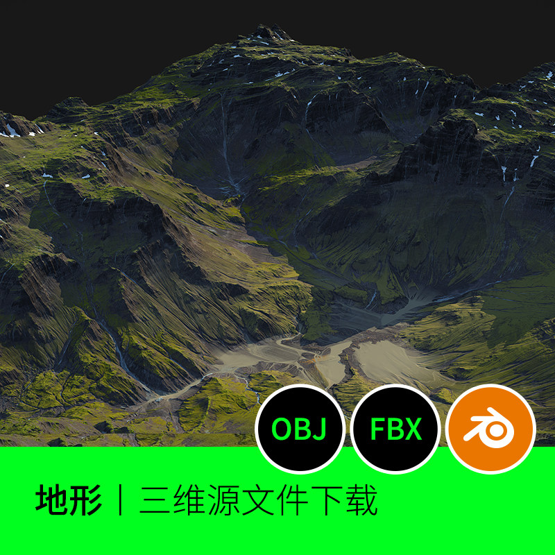 山谷地形地貌高山模型贴图山脉3d建模素材blender三维素材下载171