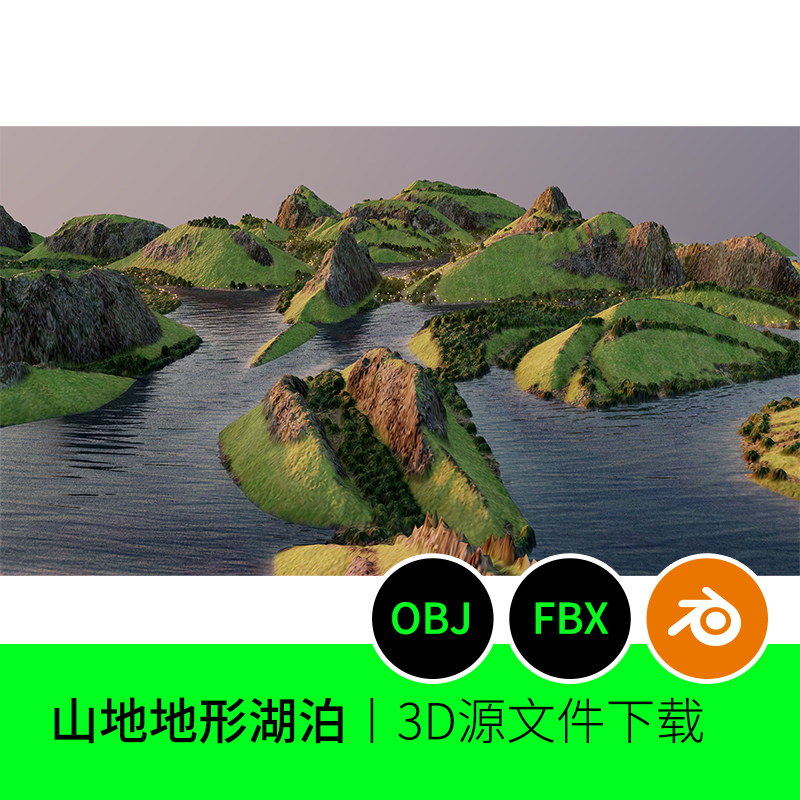 地形小岛群岛海洋海岸湖泊丘陵3d模型建模素材blender三维977