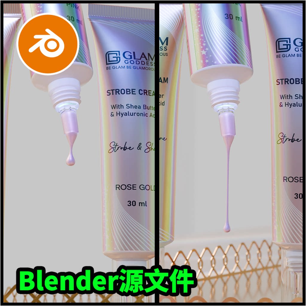 Blender美妆乳液滴落液体流出场景文件下载渲染材质模型建模3714