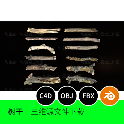 树枝树干植物枯木3D模型blender建模OBJ素材文件下载960