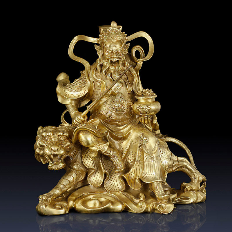 纯黄铜武财神工艺品摆件仿古武财神家居装饰赵公明铜财神饰品礼品