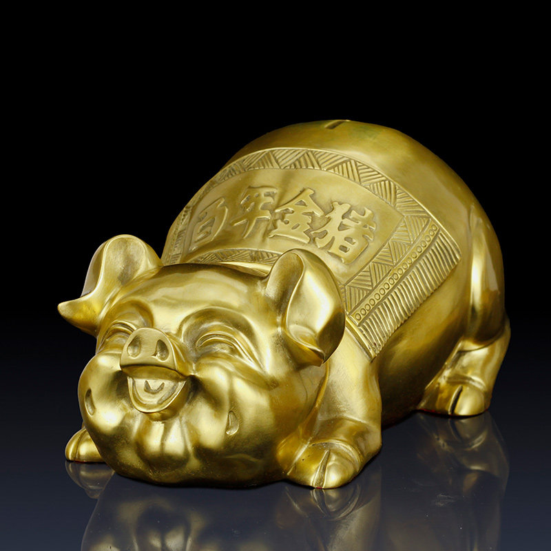纯铜招财金猪存钱罐家居饰品工艺品铜猪生肖猪客厅摆件猪生日礼物