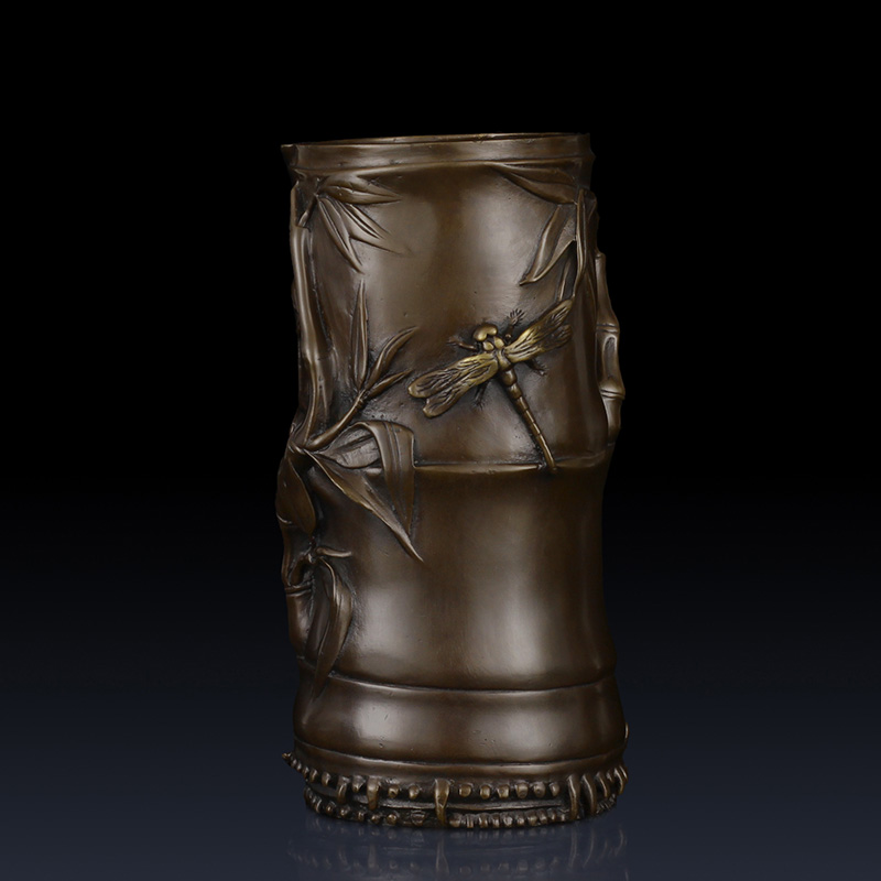 纯铜笔筒摆件家居客厅饰品办公室中式铜笔筒书房装饰品办公桌礼品