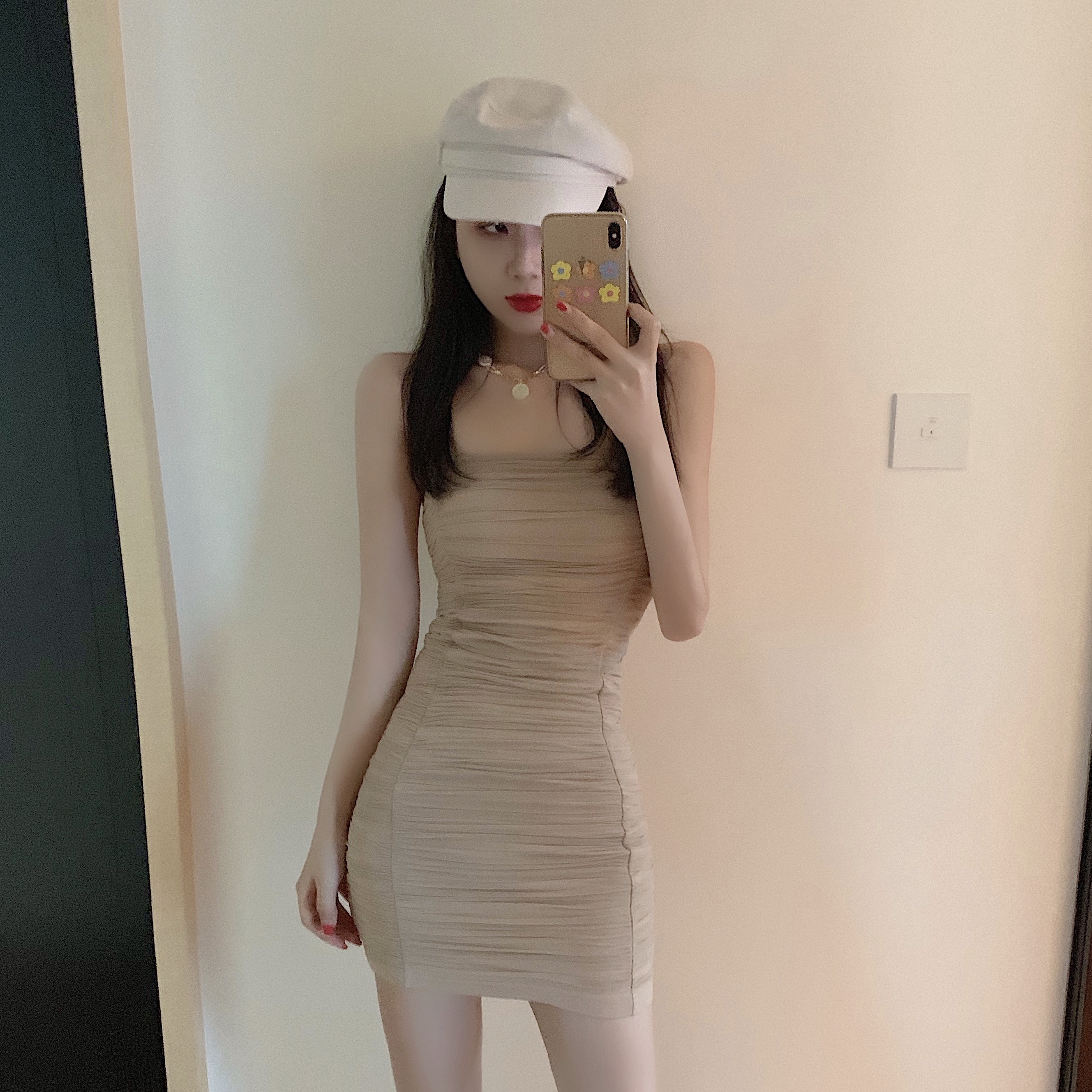 修身网纱抹胸吊带裙短裙连衣裙