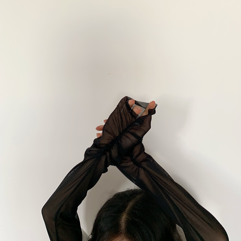 Real shot real price ~ underpainting Shen Machine perspective smock shirt Korean version slim and thin, pleated cuffs sunscreen T-shirt small