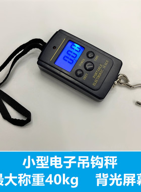 小型电子手提吊钩秤快递秤 最大称重40kg 蓝色背光屏幕 清货特价