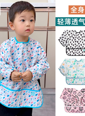 Bumkins防水围兜食饭兜宝宝罩衣反穿衣儿童吃饭衣画画衣长袖0-5岁