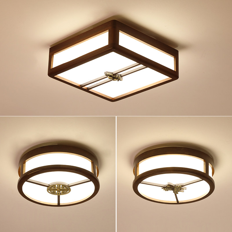 中式过道灯实木中国风仿古玄关走廊灯走道灯楼梯小方灯阳台吸顶灯