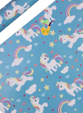 cute unicorn wrapping paper girl gift wrapper包装纸独角兽