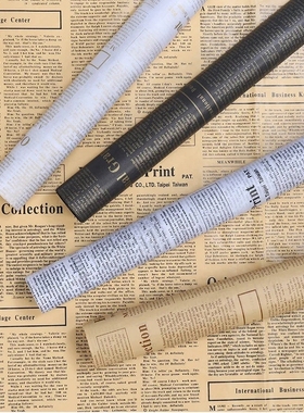 Vintage Flowers Gift Wrapping Kraft Paper English Newspaper