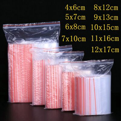 100pcs/pack Small Zip Lock Plastic Bag Reclosable Transparen