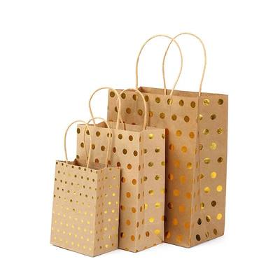 5 Pcs Dot Star Kraft Paper Bags with Handles Birthday Weddin