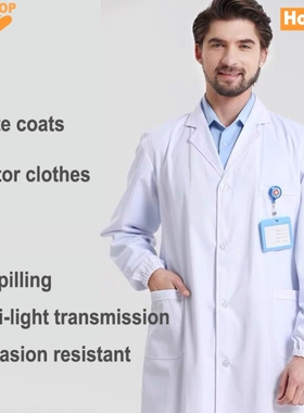 White coat Lab coat Doctor clothes laboratory coat Long slee