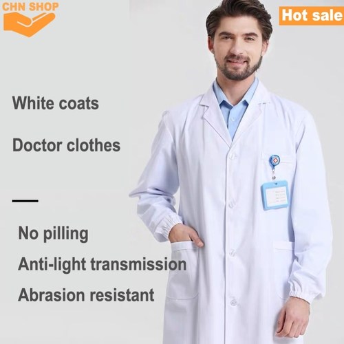 White coat Lab coat Doctor clothes laboratory coat Long slee