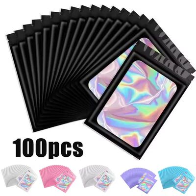 100Pcs Holographic Ziplock Bag Plastic Laser Iridescent Zip