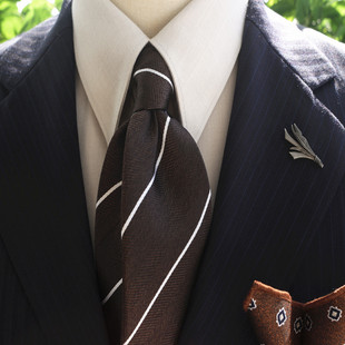 男士复古经典8CM商务正装领带条纹斜纹咖色金色儒雅婚礼百搭手打