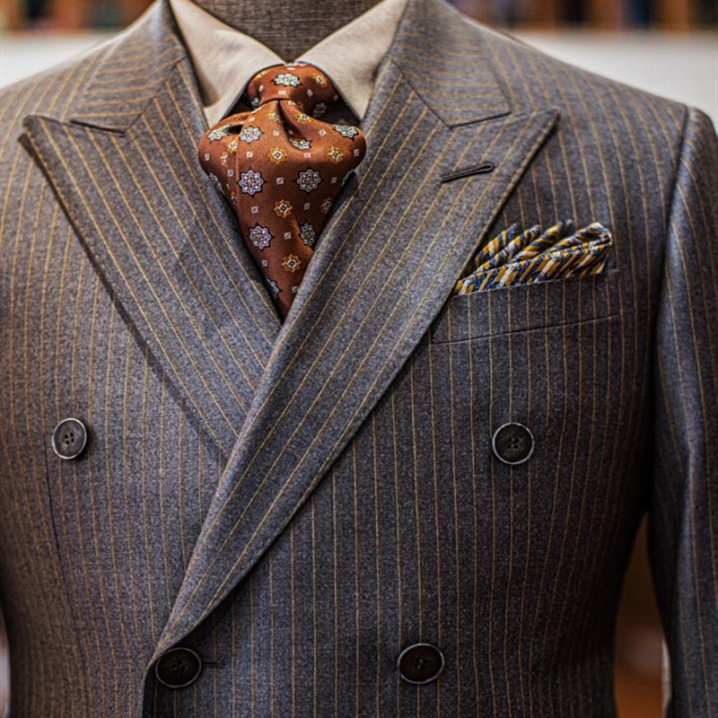 領帶韓版意大利復古咖色花紋