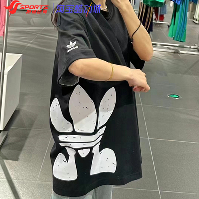 阿迪达斯男女三叶草印花T恤