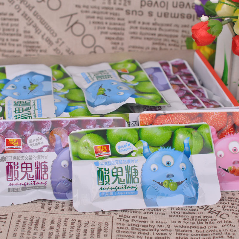 利邦酸鬼糖草莓味葡萄味苹果味混合水果味休闲零食10.5g*30袋包邮