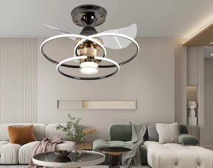 北欧创意静音风扇灯极简餐厅卧室客厅带电风扇吸顶风扇灯2022新款