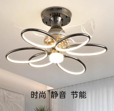 2023新款现代简约led吸顶客厅卧室餐厅灯360度摇头智能静音风扇灯