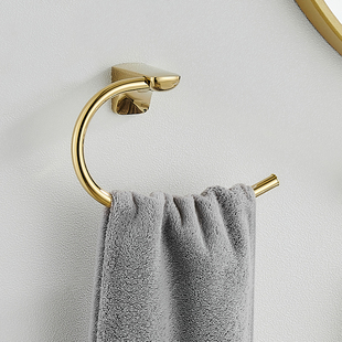 毛巾架卫生间毛巾环浴室擦手巾挂环挂钩轻奢极简毛巾杆圆环免打孔