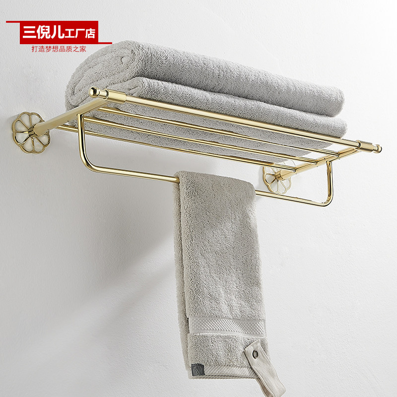 金色轻奢浴室毛巾架打孔安装不锈钢淋浴房置物架壁挂卫生间浴巾架,家装主材,浴巾架/毛巾架,淘宝优惠券,粉丝福利购,淘宝优惠卷