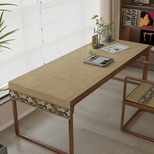 中式桌布禅意仿棉麻布艺书法茶桌布纯色茶室学习书桌高级感垫布