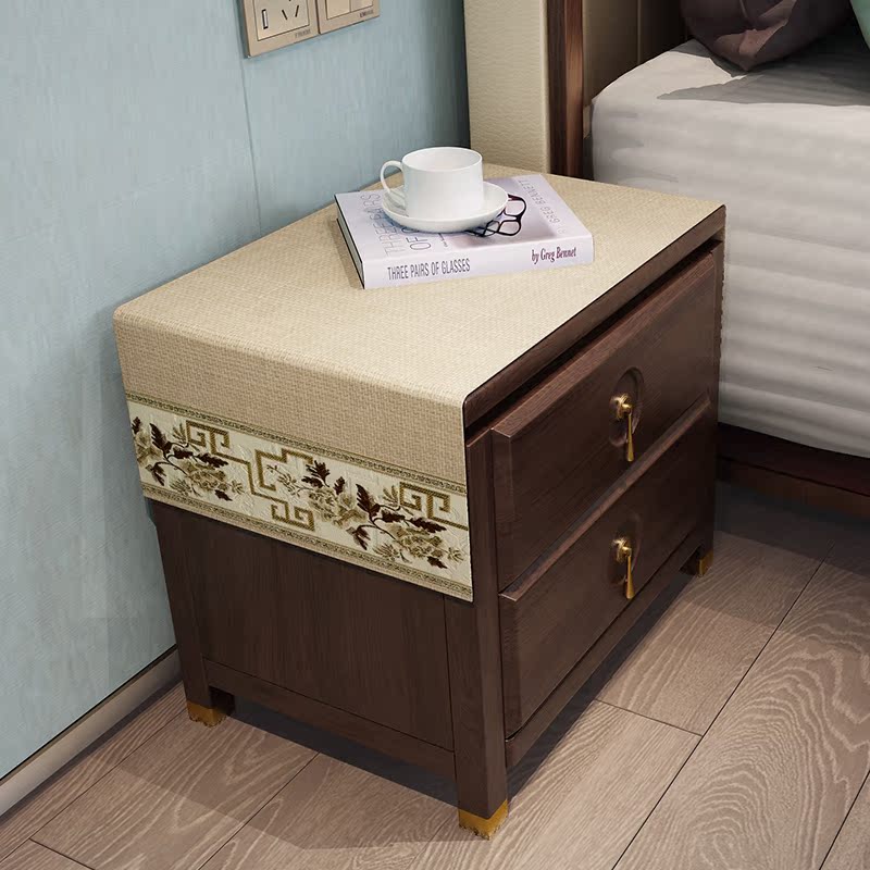 中式防尘罩床头柜盖布