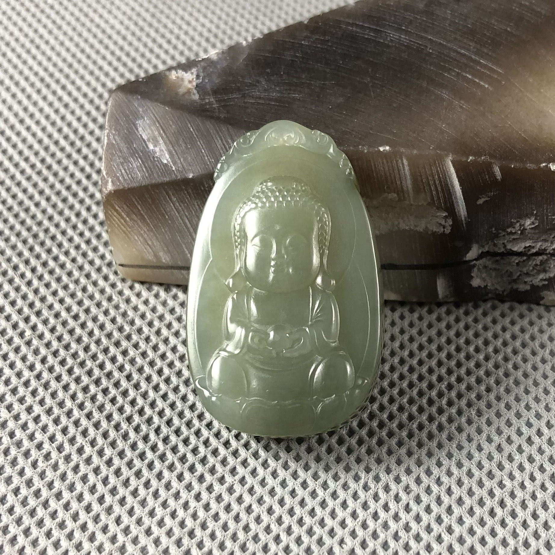 和田玉青海料宝宝佛吊坠挂件玉佩 平安是福