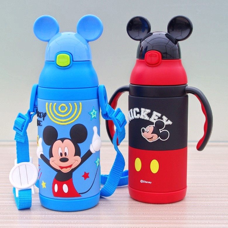 迪士尼保温杯不锈钢儿童学生水壶便携防漏宝宝婴儿吸管水杯带把手