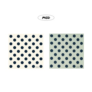 MOD日系绿色波点老钱风丝巾西太后方巾白色圆点旅行搭配发带头巾