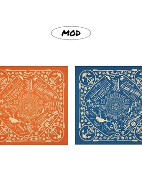 MOD美式复古方巾男女街舞头巾橙色丝巾蓝色旅行搭配发带围巾腰巾