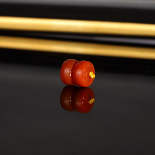 天然瓦西南红隔珠散珠8.4x4.3mm 3394号 满肉南红配珠隔片