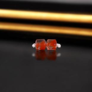 天然冰飘南红桶珠散珠5mm一对 川料高冰冰飘飘花配珠隔珠单珠