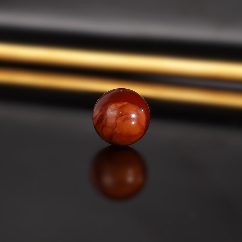 天然老蜜蜡单珠LLY46 直径12.9mm 收藏俄料红皮古董老蜡散珠配珠