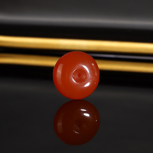 原矿天然川料樱桃红平安扣配饰13号 16.8X7.5mm 南红散珠隔珠配珠