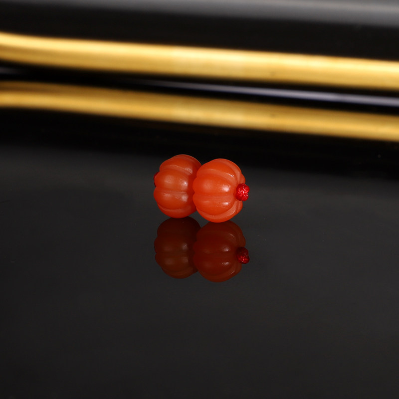 天然保山南红南瓜珠散珠8.4x5.5mm 3185号 满肉南红配珠隔珠