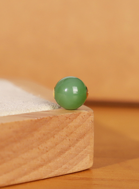 天然俄料碧玉猫眼18k金镶嵌散珠 9.8mm 610号 和田玉配珠隔珠