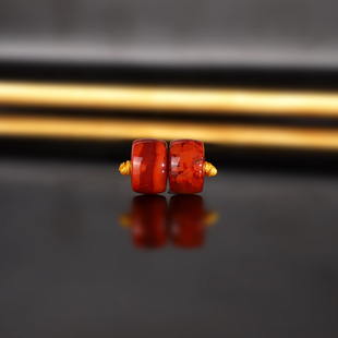 原矿天然瓦西南红直切散珠10x6.5mm ZGH11 火焰红南红配珠隔珠