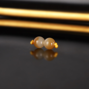 天然新疆且末糖料和田玉糖白散珠6mm一对 2275号 羊脂玉配珠隔珠