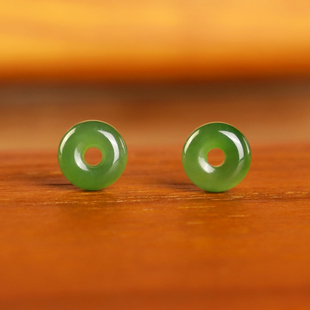 天然俄料碧玉面包圈甜甜圈隔珠散珠碧玉和田玉阳绿色配饰隔片配珠