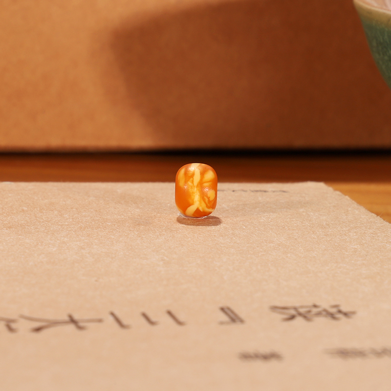 天然老蜡老型珠散珠 直径8x6.2mm LL13 云端古董老蜜蜡配珠隔珠
