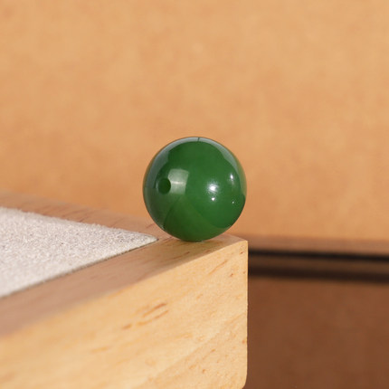 天然俄料老坑碧玉散珠11.9mm 2194号 阳绿和田玉配珠 一物一图